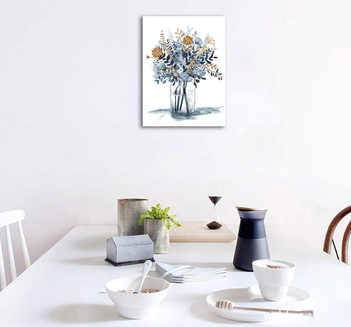 Amazon.com: Navy Blue Flowers Canvas Wall Art Bedroom Wall Decor